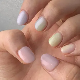 연핑크·연두 파스텔 원컬러 네일